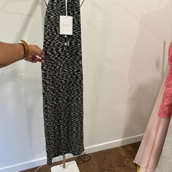 NIA Black and Cream Long dress Size M - Picture 4 of 5
